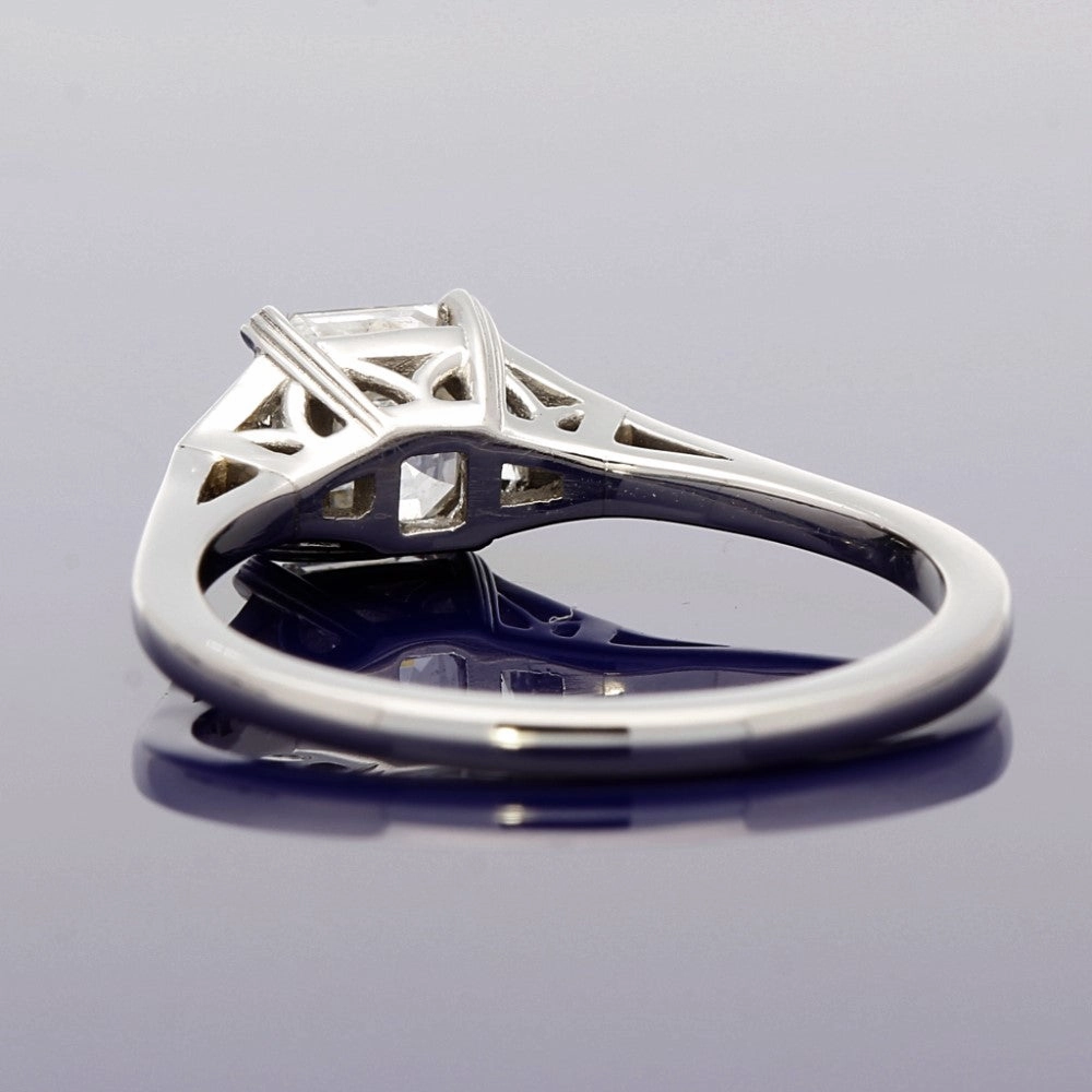 Platinum 0.94ct Asscher Cut & Trapeze Cut Diamond Trilogy Style Ring