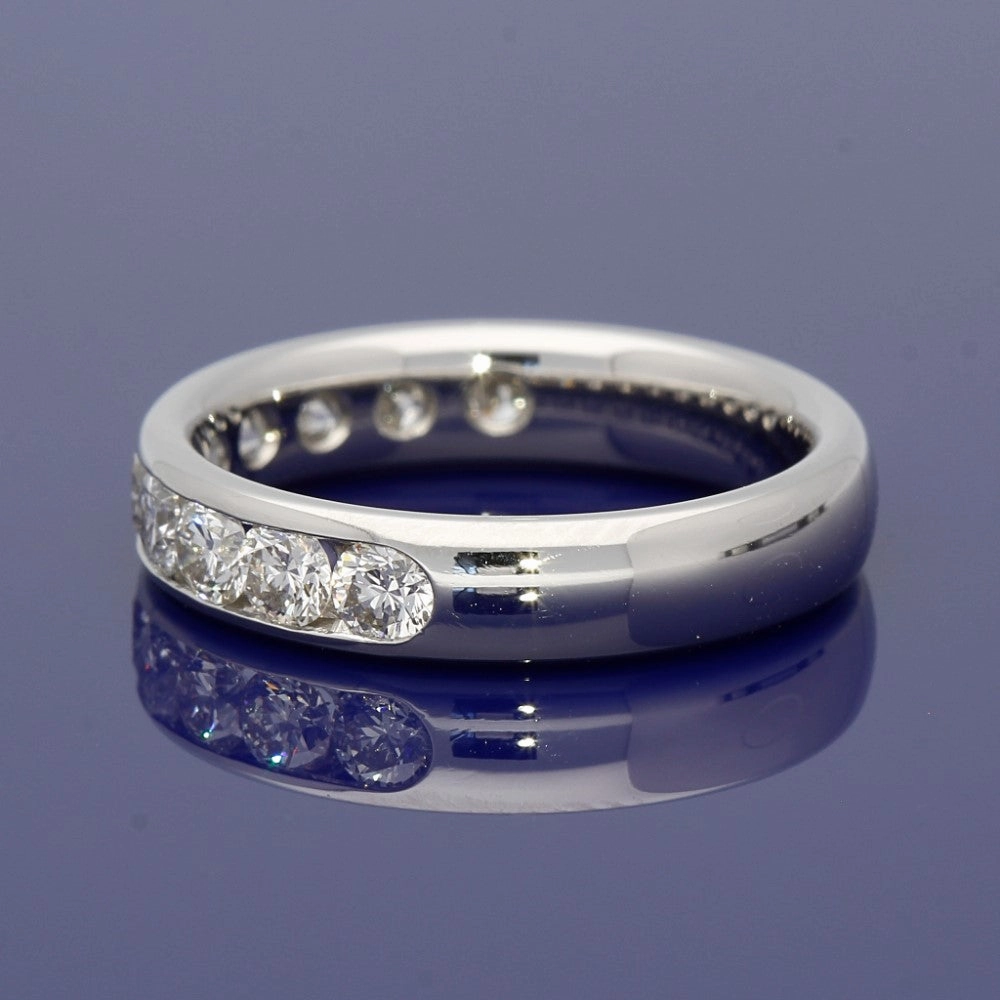Platinum 1ct Diamond Half Eternity Ring - 4mm