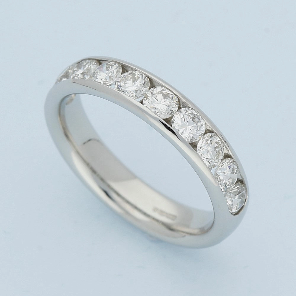 Platinum 1ct Diamond Half Eternity Ring - 4mm