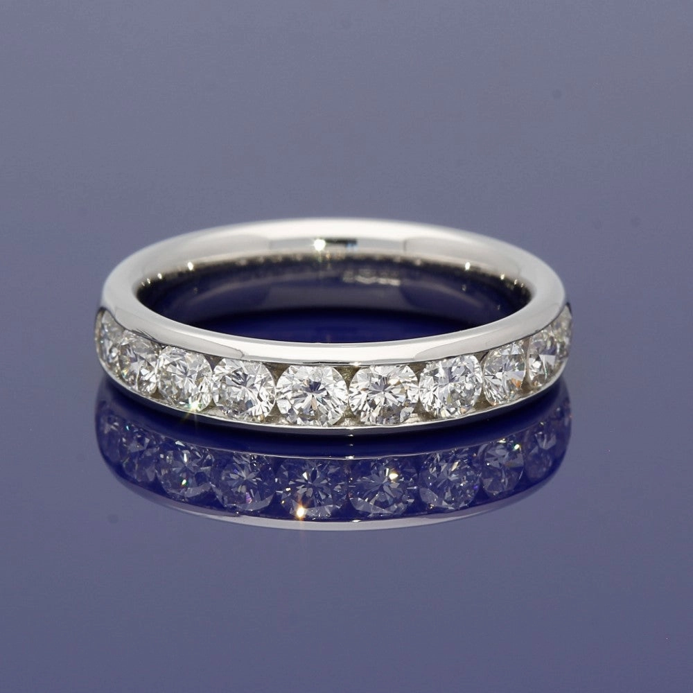 Platinum 1ct Diamond Half Eternity Ring - 4mm