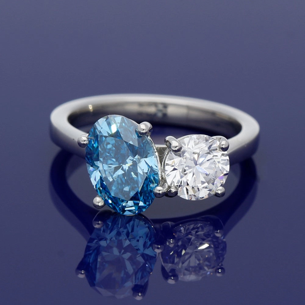 Platinum 3ct Laboratory Grown Diamond Toi et Moi Ring