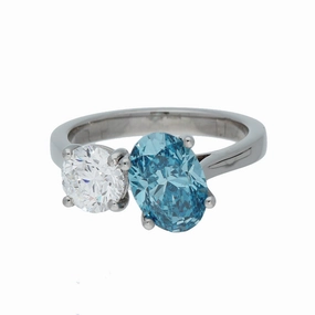 Platinum 3ct Laboratory Grown Diamond Toi et Moi Ring