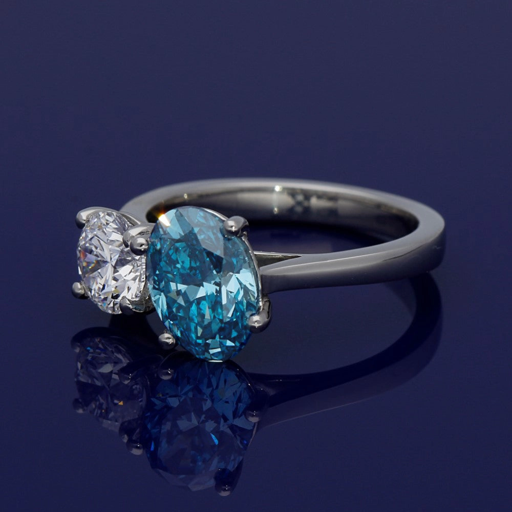 Platinum 3ct Laboratory Grown Diamond Toi et Moi Ring