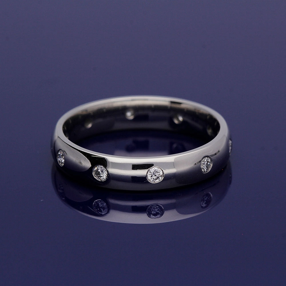 Platinum 4mm Diamond Set Wedding Band Eternity Ring