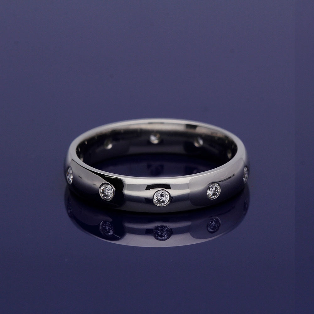 Platinum 4mm Diamond Set Wedding Band Eternity Ring