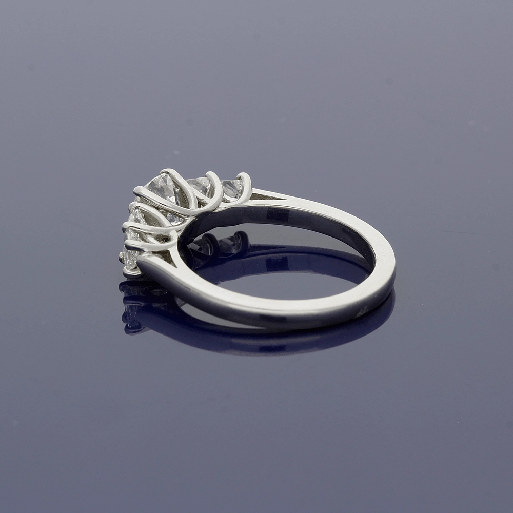 Platinum 5-Stone Ring with Cushion Cut and Princess Cut Diamonds