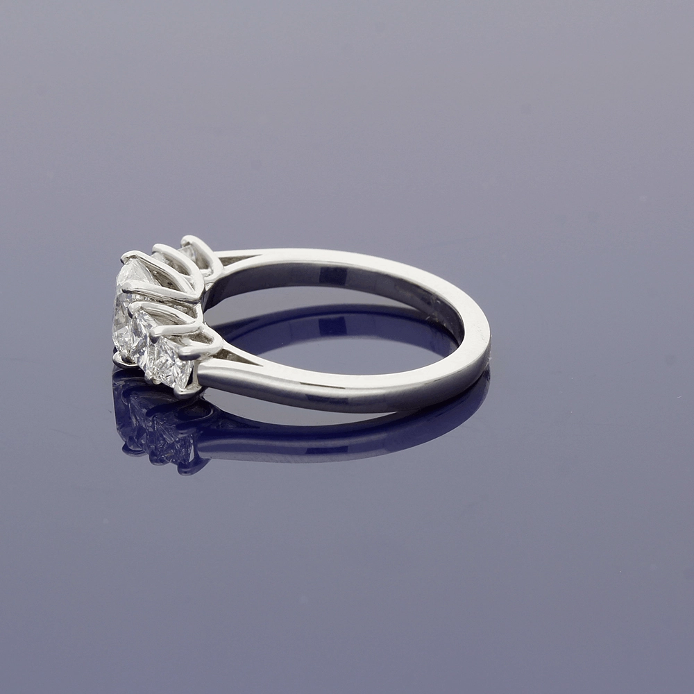 Platinum 5-Stone Ring with Cushion Cut and Princess Cut Diamonds