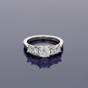 Platinum 5-Stone Ring with Cushion Cut and Princess Cut Diamonds