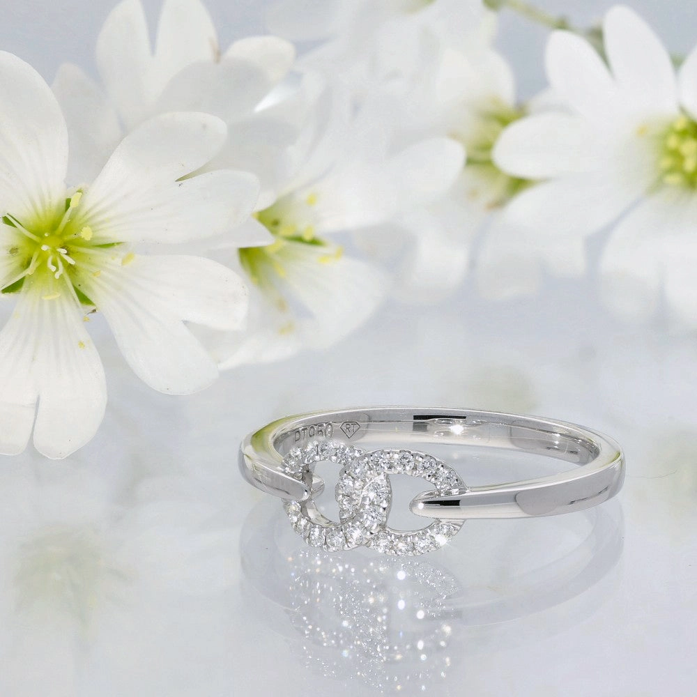 Platinum & Diamond Interlocking Double Circles Ring