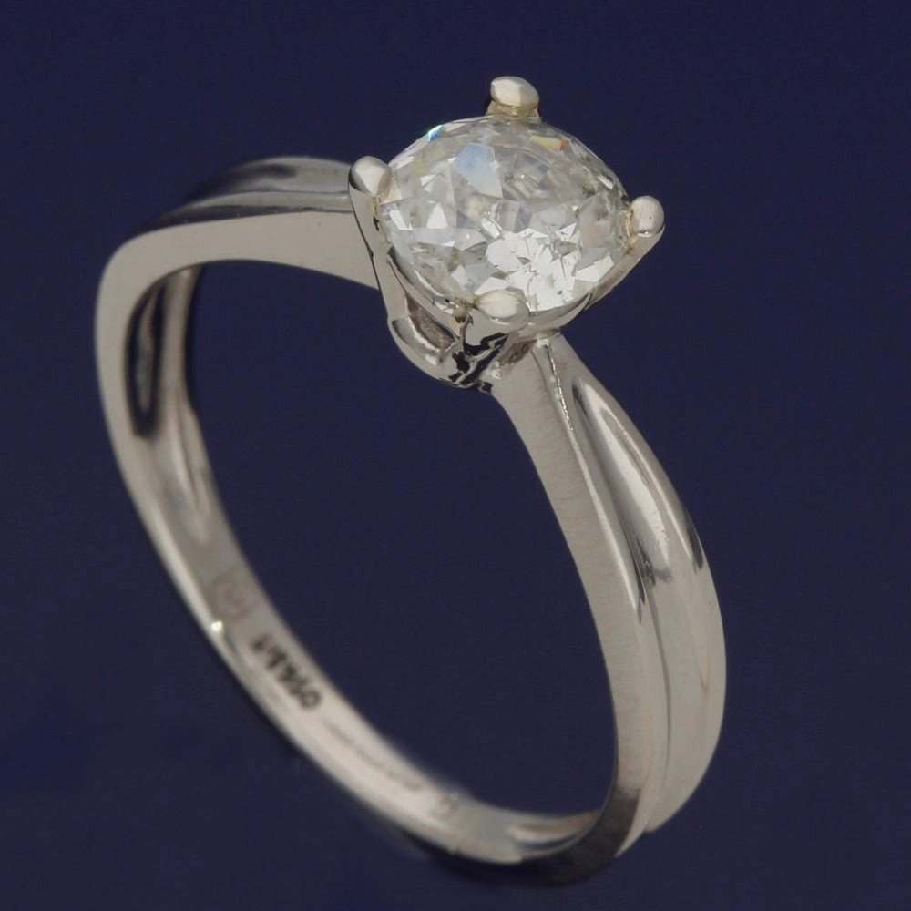 Platinum and Old Cut Diamond Solitaire Engagement Ring