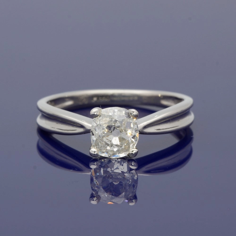 Platinum and Old Cut Diamond Solitaire Engagement Ring