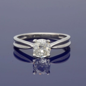 Platinum and Old Cut Diamond Solitaire Engagement Ring