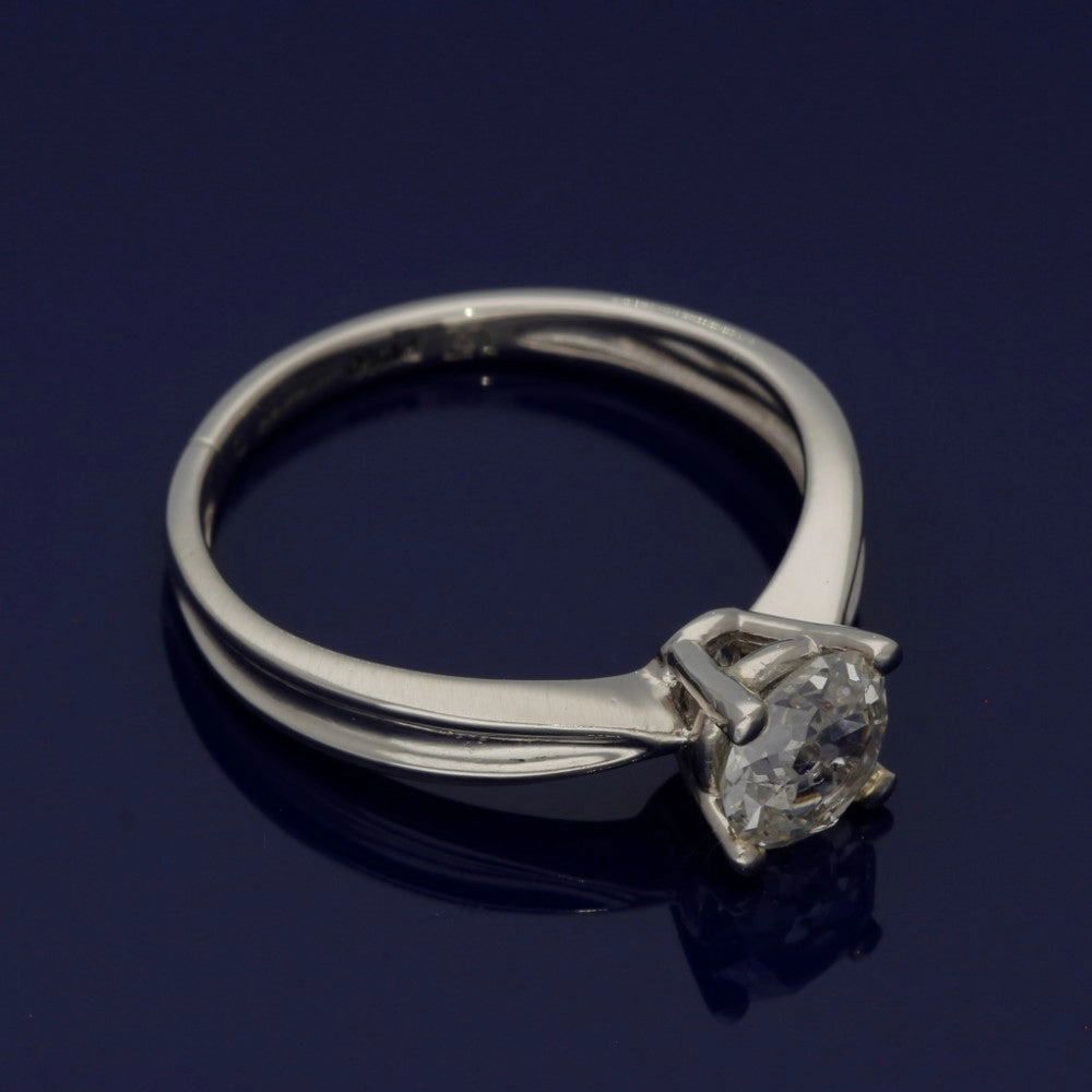 Platinum and Old Cut Diamond Solitaire Engagement Ring