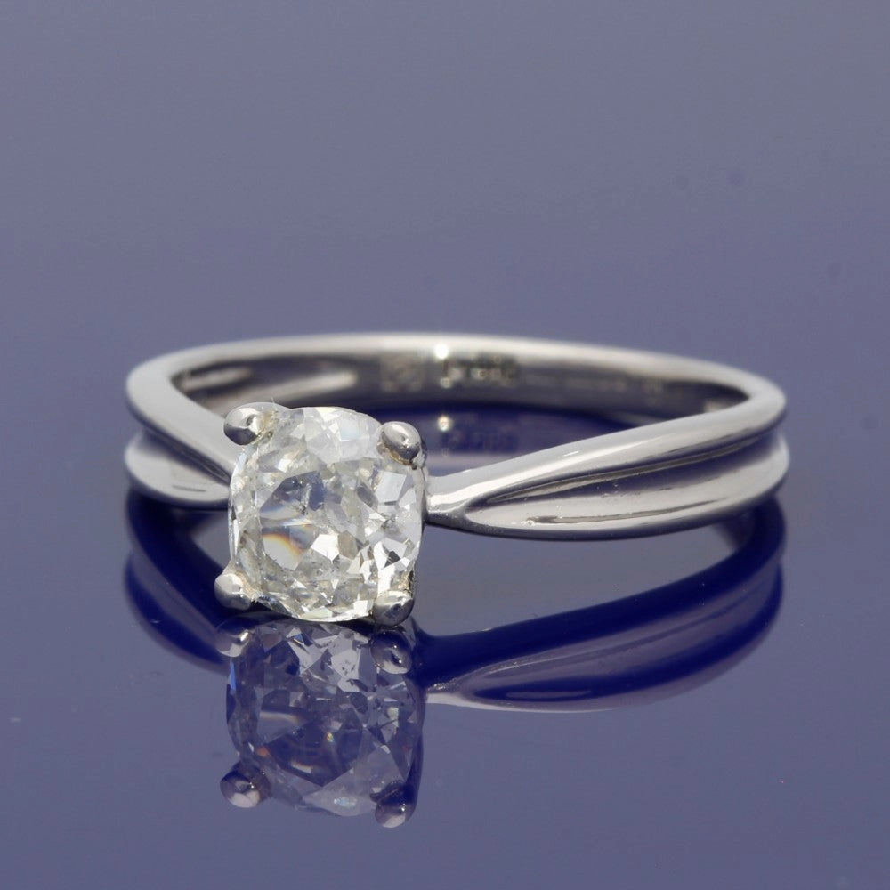 Platinum and Old Cut Diamond Solitaire Engagement Ring