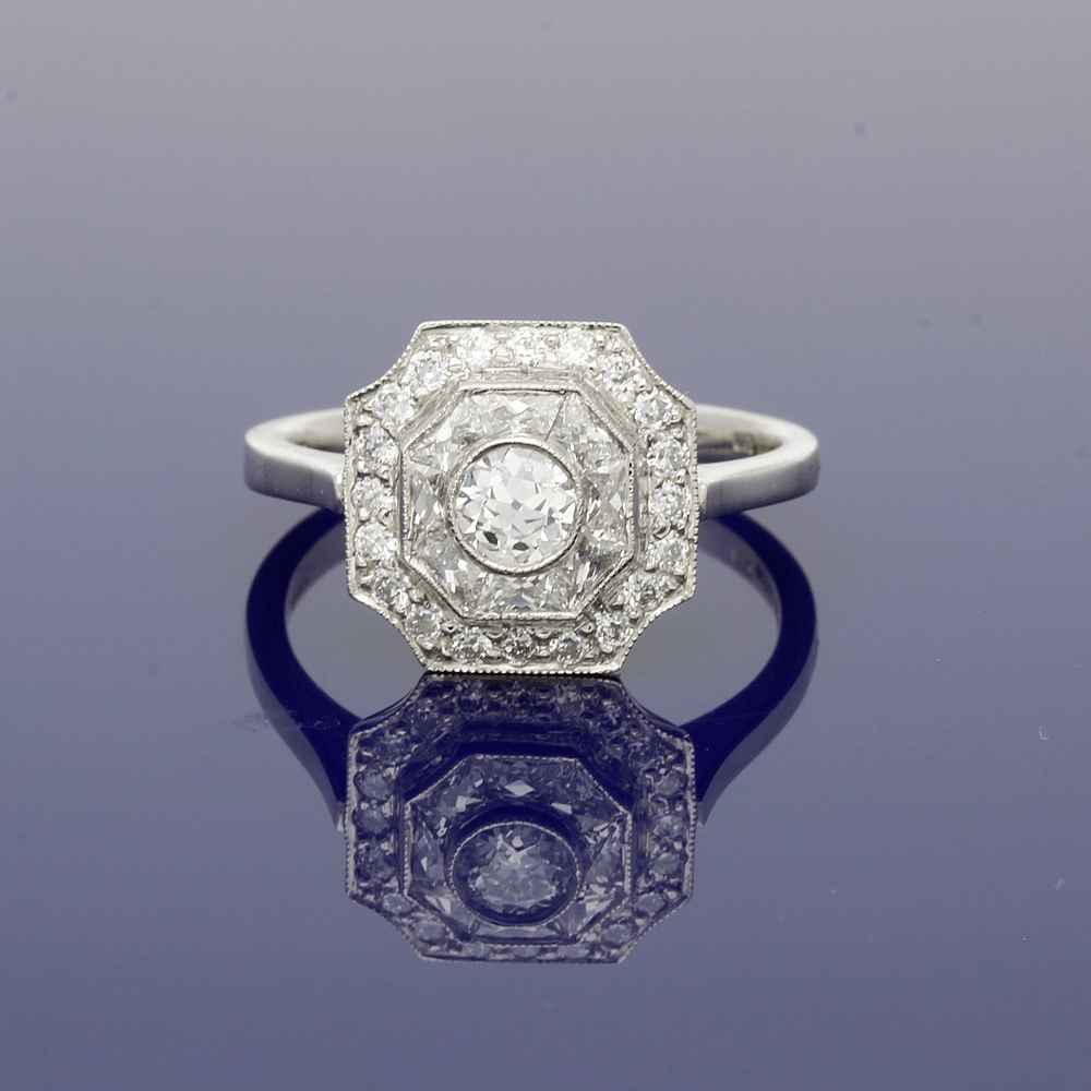 Platinum Art Deco Diamond Tiered Cluster Ring