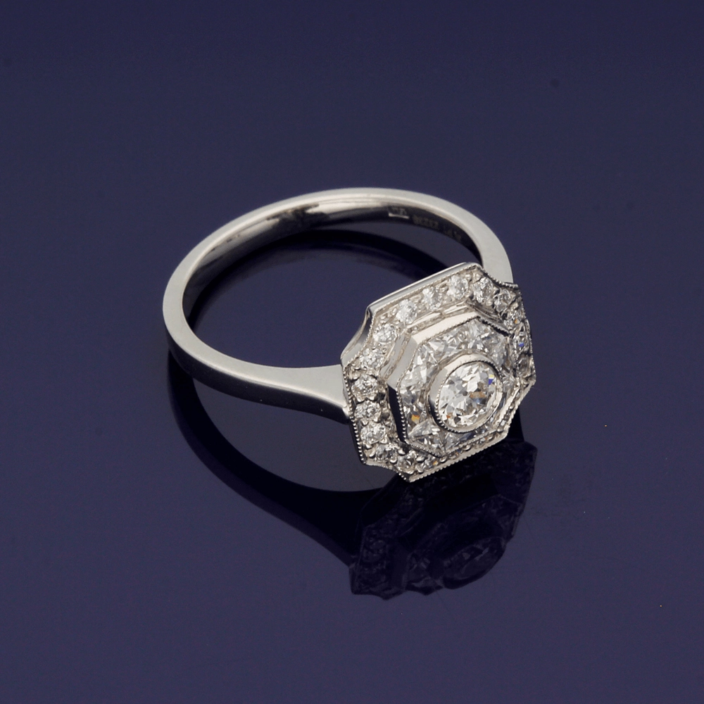 Platinum Art Deco Diamond Tiered Cluster Ring