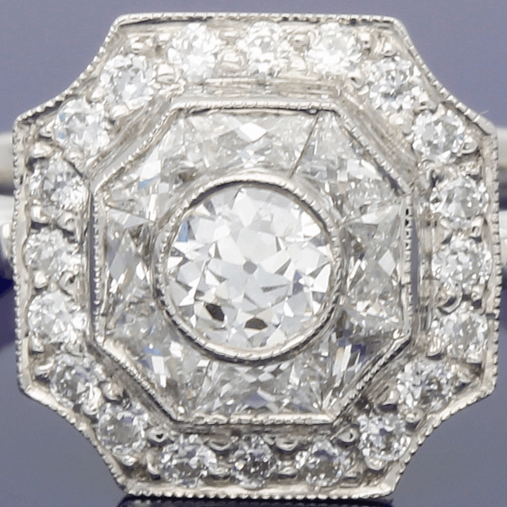 Platinum Art Deco Diamond Tiered Cluster Ring