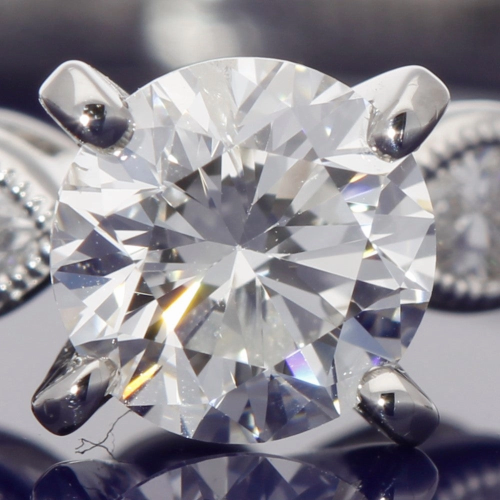 Platinum Bridal Set  Round and Marquise Diamond Engagement and Wedding Ring Set