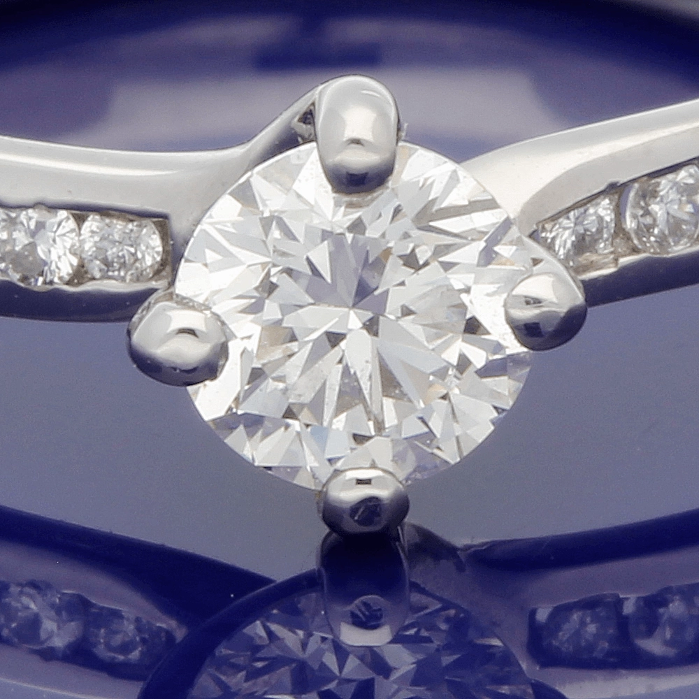 Platinum Certificate 0.39ct Diamond Shoulders Solitaire Engagement Ring