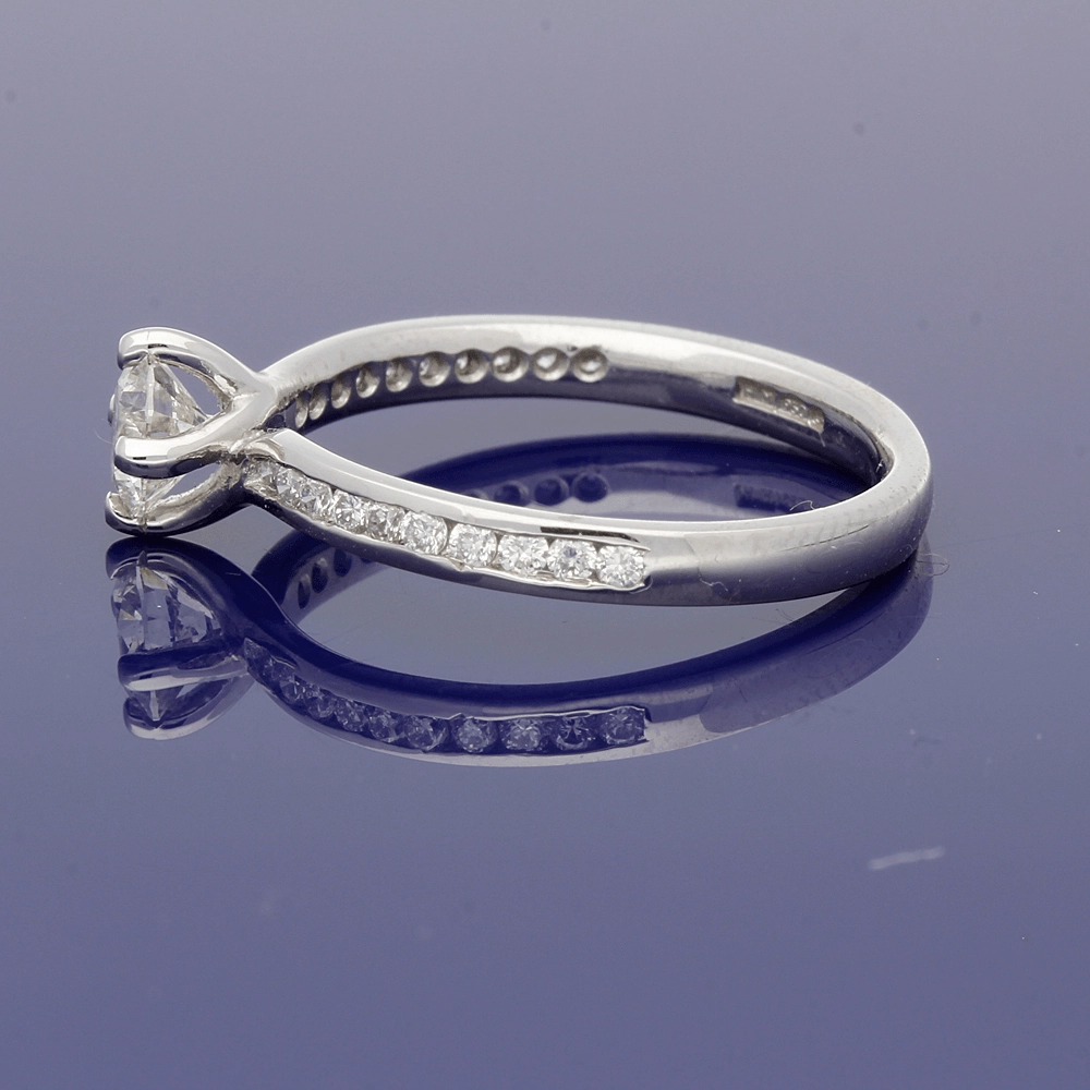 Platinum Certificate 0.39ct Diamond Shoulders Solitaire Engagement Ring