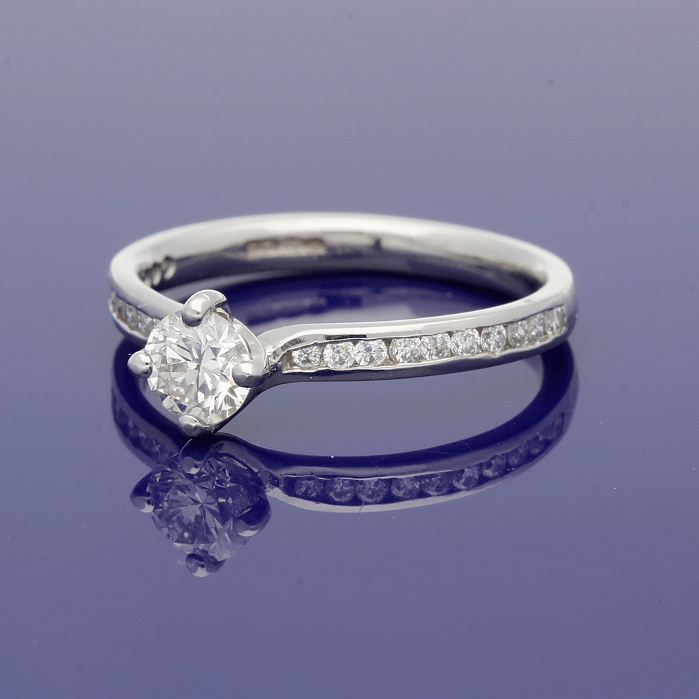 Platinum Certificate 0.39ct Diamond Shoulders Solitaire Engagement Ring