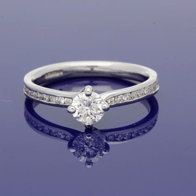 Platinum Certificate 0.39ct Diamond Shoulders Solitaire Engagement Ring
