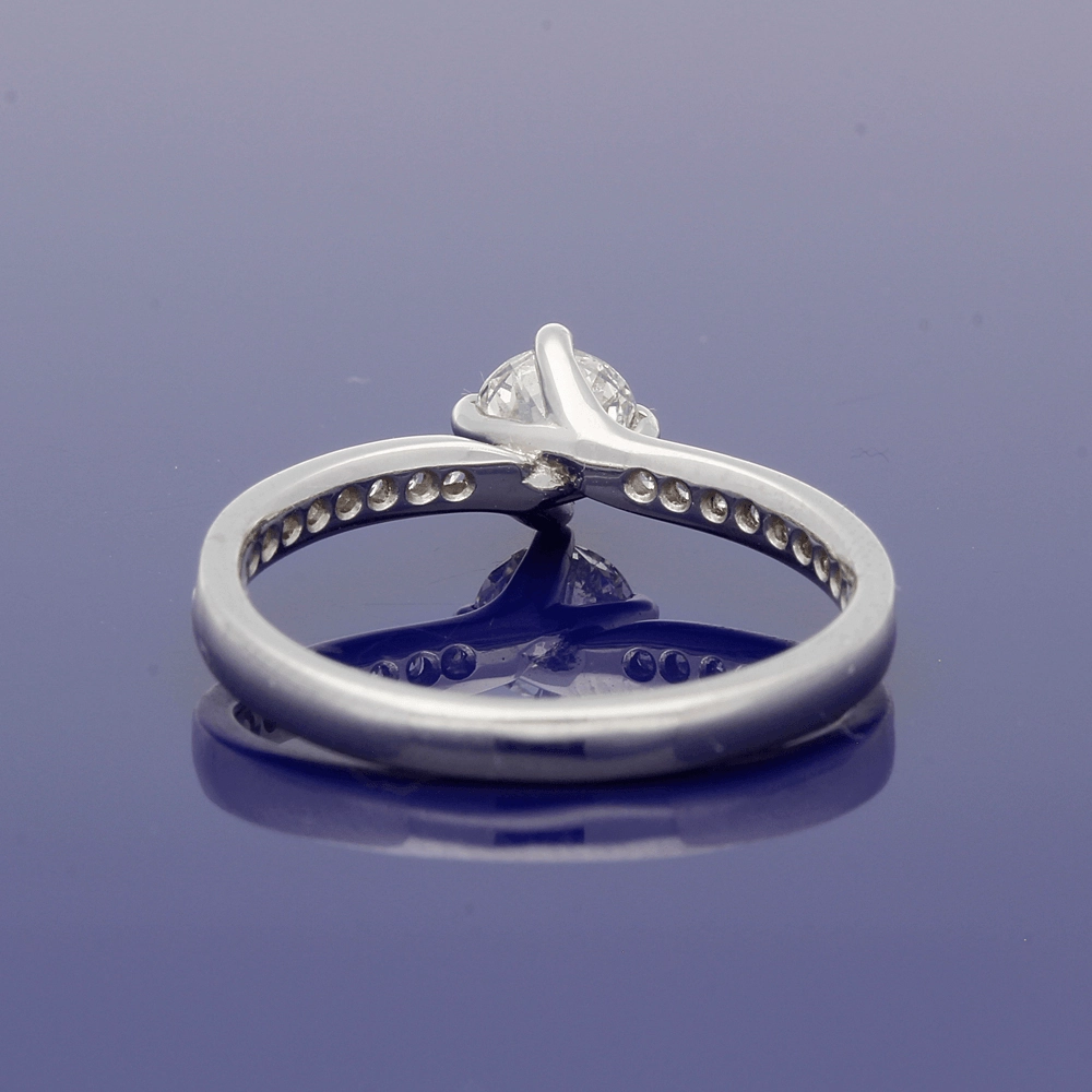 Platinum Certificate 0.39ct Diamond Shoulders Solitaire Engagement Ring