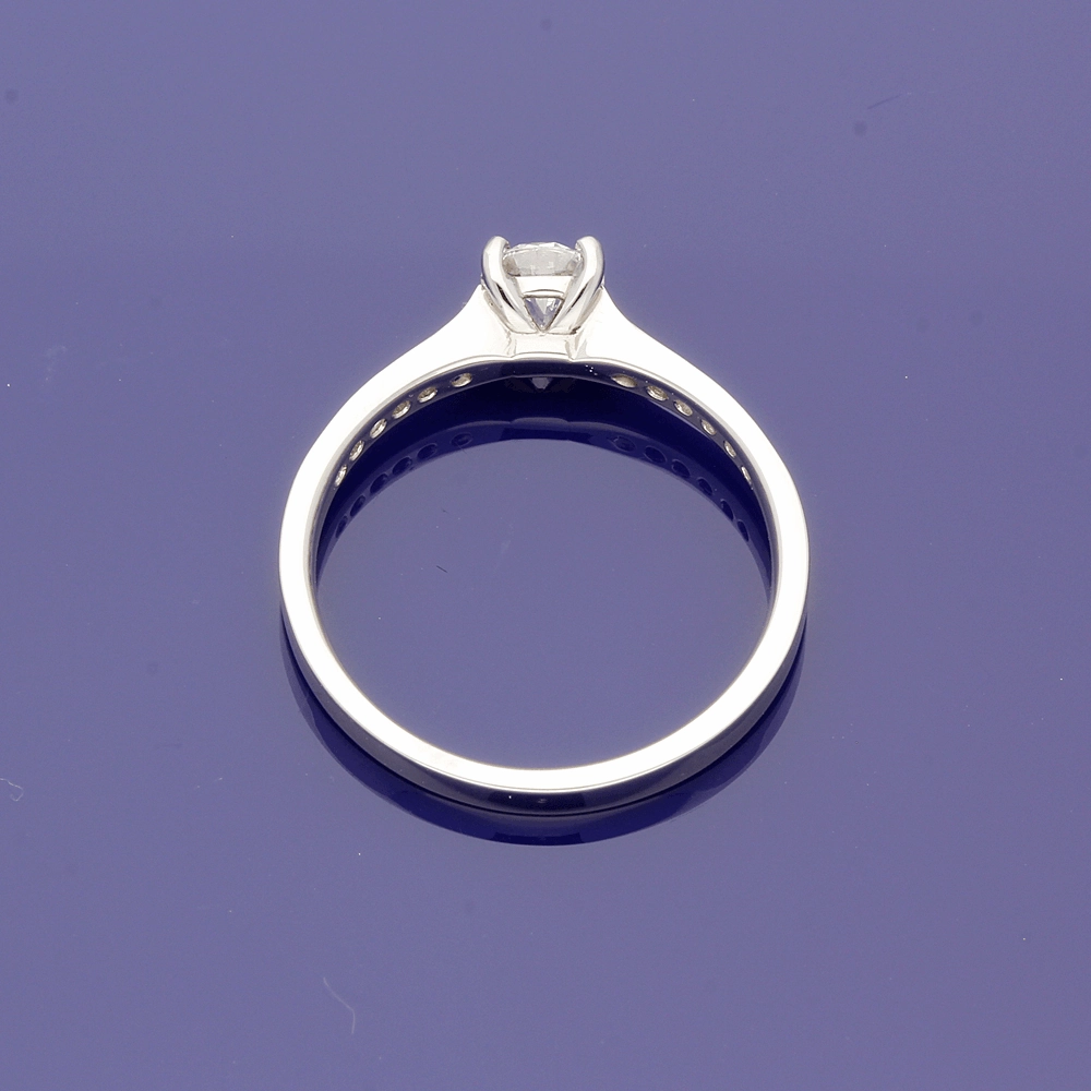 Platinum Certificated 0.41ct Diamond Solitaire Engagement Ring with Diamond Set Shoulders