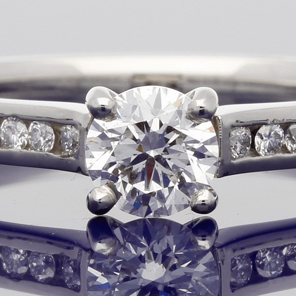 Platinum Certificated 0.41ct Diamond Solitaire Engagement Ring with Diamond Set Shoulders