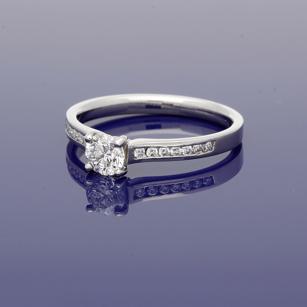 Platinum Certificated 0.41ct Diamond Solitaire Engagement Ring with Diamond Set Shoulders