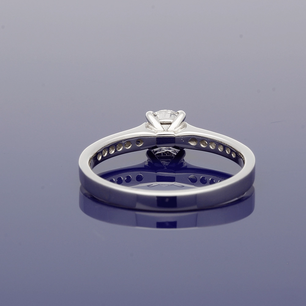 Platinum Certificated 0.41ct Diamond Solitaire Engagement Ring with Diamond Set Shoulders