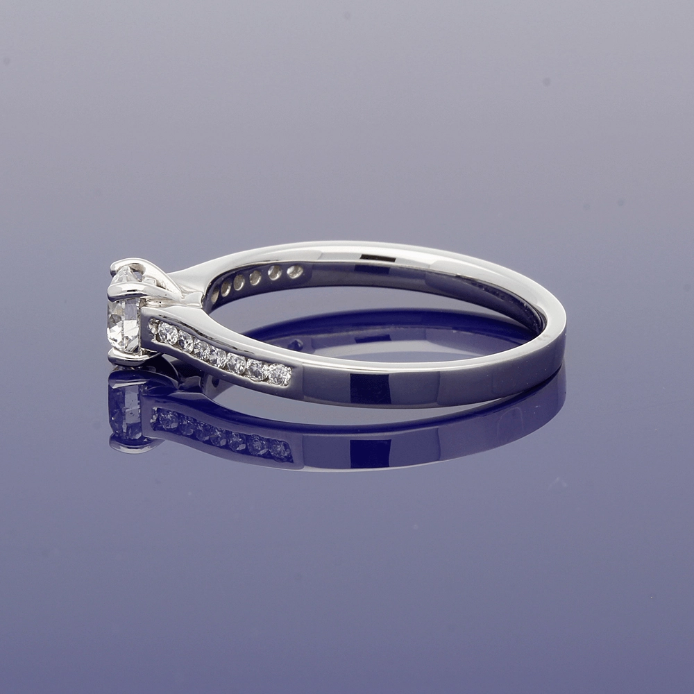 Platinum Certificated 0.41ct Diamond Solitaire Engagement Ring with Diamond Set Shoulders