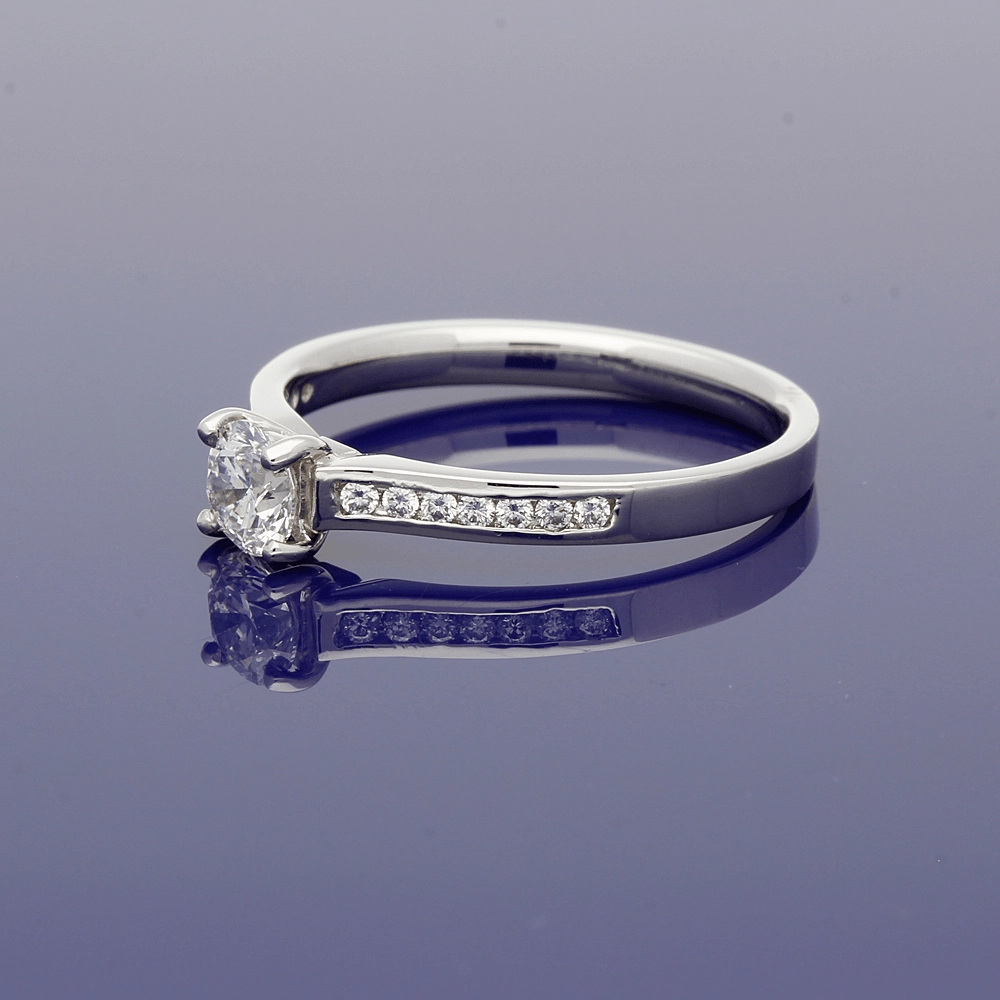 Platinum Certificated 0.41ct Diamond Solitaire Engagement Ring with Diamond Set Shoulders