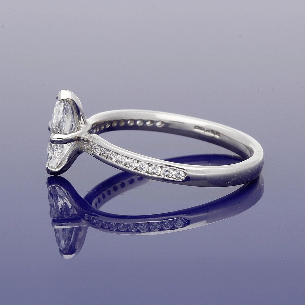 Platinum Certificated 0.54ct Marquise Solitaire Ringwith Diamond Shoulders