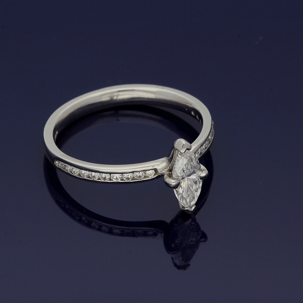 Platinum Certificated 0.54ct Marquise Solitaire Ringwith Diamond Shoulders