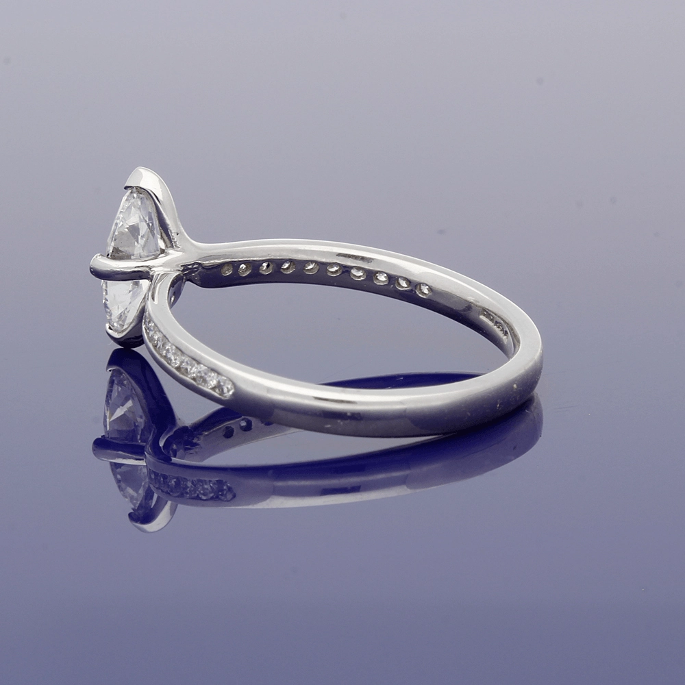 Platinum Certificated 0.54ct Marquise Solitaire Ringwith Diamond Shoulders