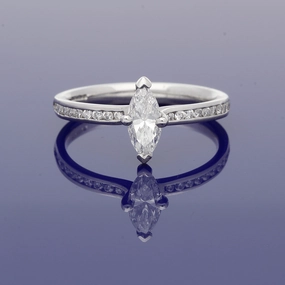 Platinum Certificated 0.54ct Marquise Solitaire Ringwith Diamond Shoulders