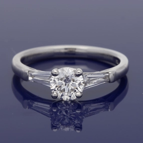 Platinum Certificated 0.71ct Diamond Engagement Ring with Tapered Baguettes