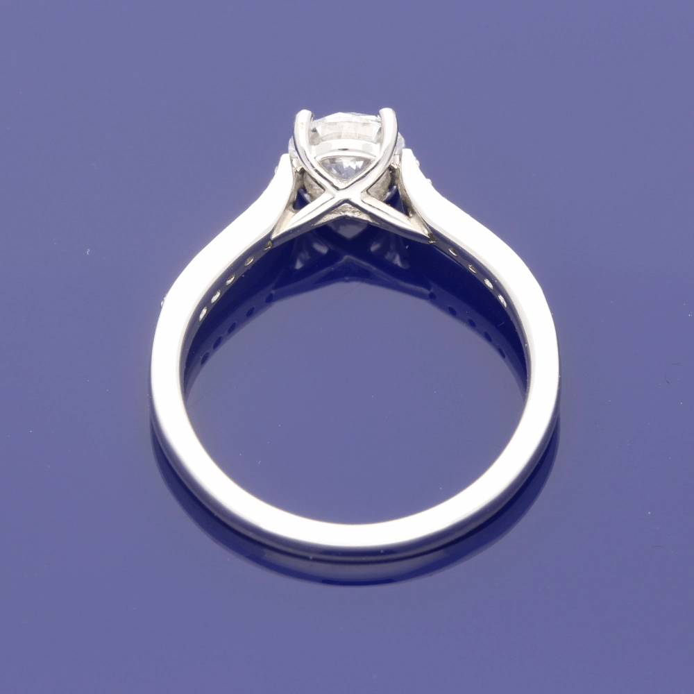 Platinum Certificated 0.81ct Solitaire Engagement Ring with Diamond Shoulders