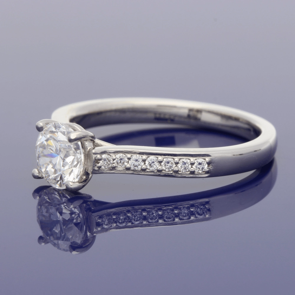 Platinum Certificated 0.81ct Solitaire Engagement Ring with Diamond Shoulders