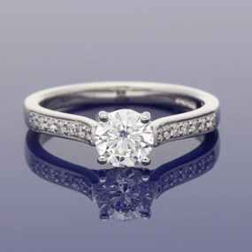 Platinum Certificated 0.81ct Solitaire Engagement Ring with Diamond Shoulders