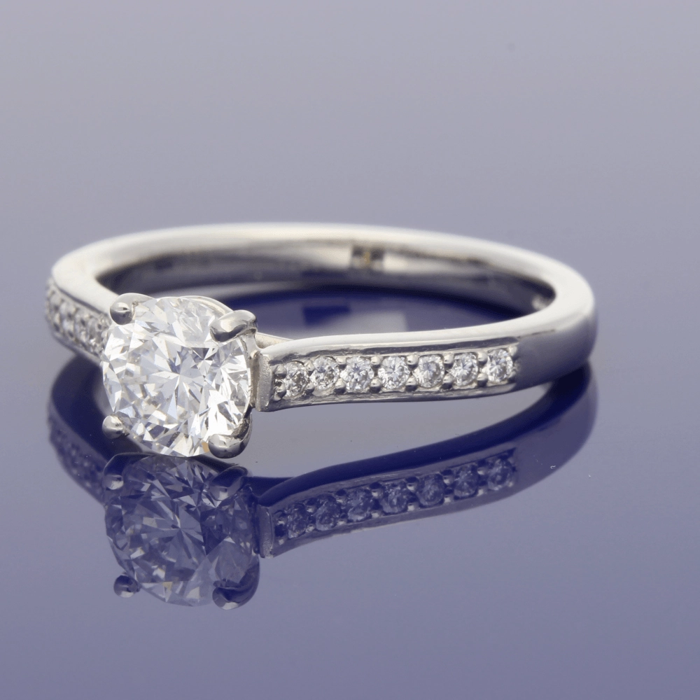 Platinum Certificated 0.81ct Solitaire Engagement Ring with Diamond Shoulders