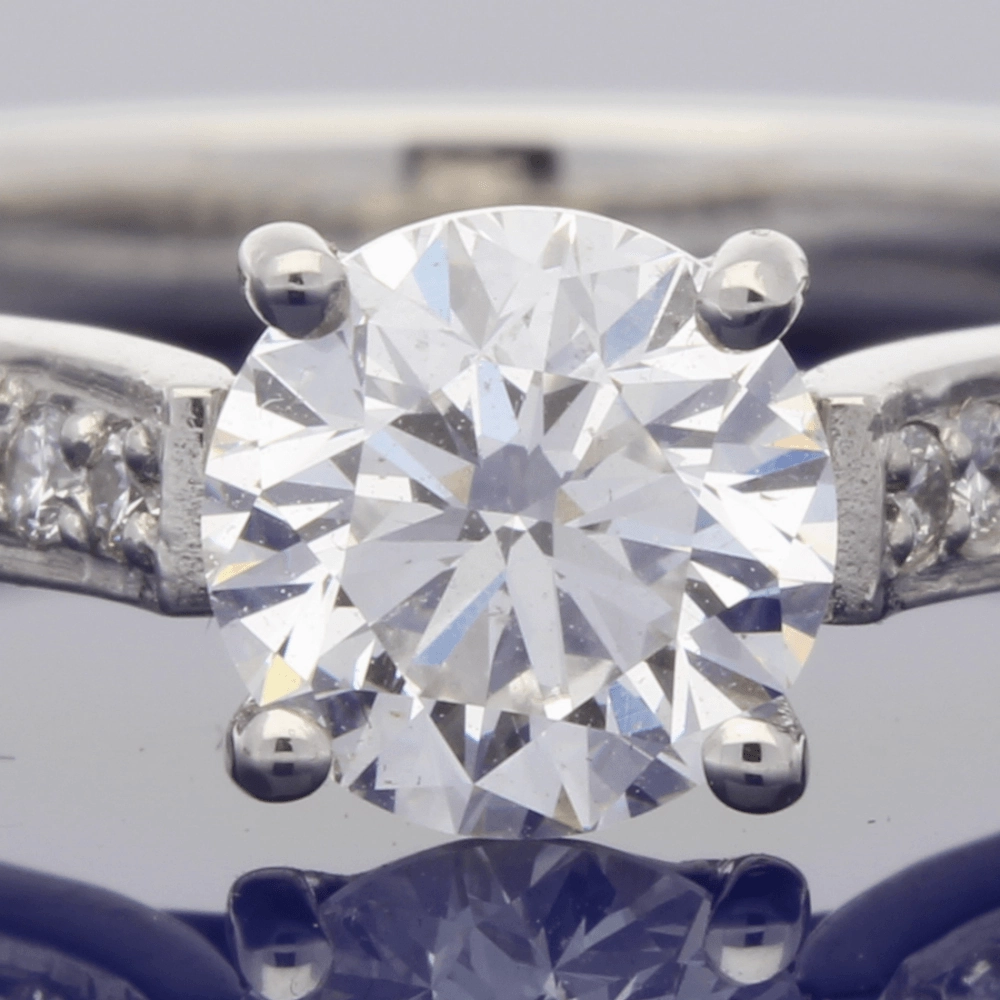Platinum Certificated 0.81ct Solitaire Engagement Ring with Diamond Shoulders