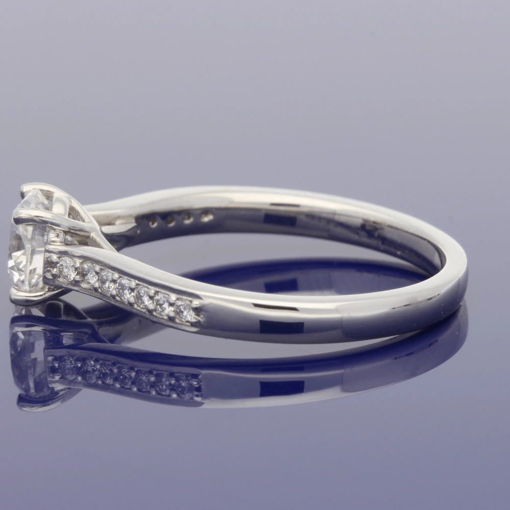 Platinum Certificated 0.81ct Solitaire Engagement Ring with Diamond Shoulders