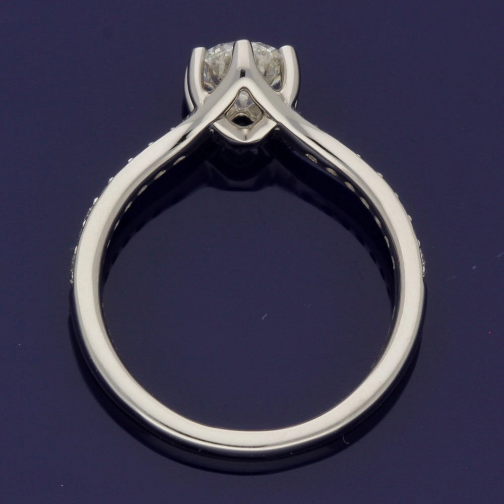 Platinum Certificated 0.90ct Round Brilliant Cut Diamond Solitaire Engagement Ring with Diamond Set Shoulders