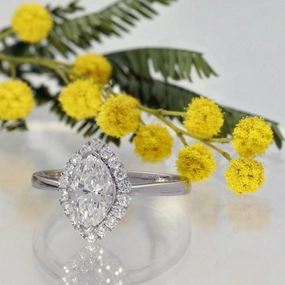 Platinum Certificated 1.13ct Marquise Diamond Halo Engagement Ring