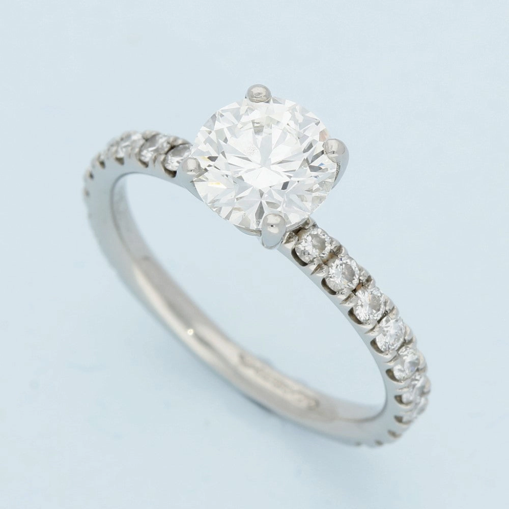 Platinum Certificated 1.26ct Diamond Solitaire Engagement Ring with Diamond Shoulders