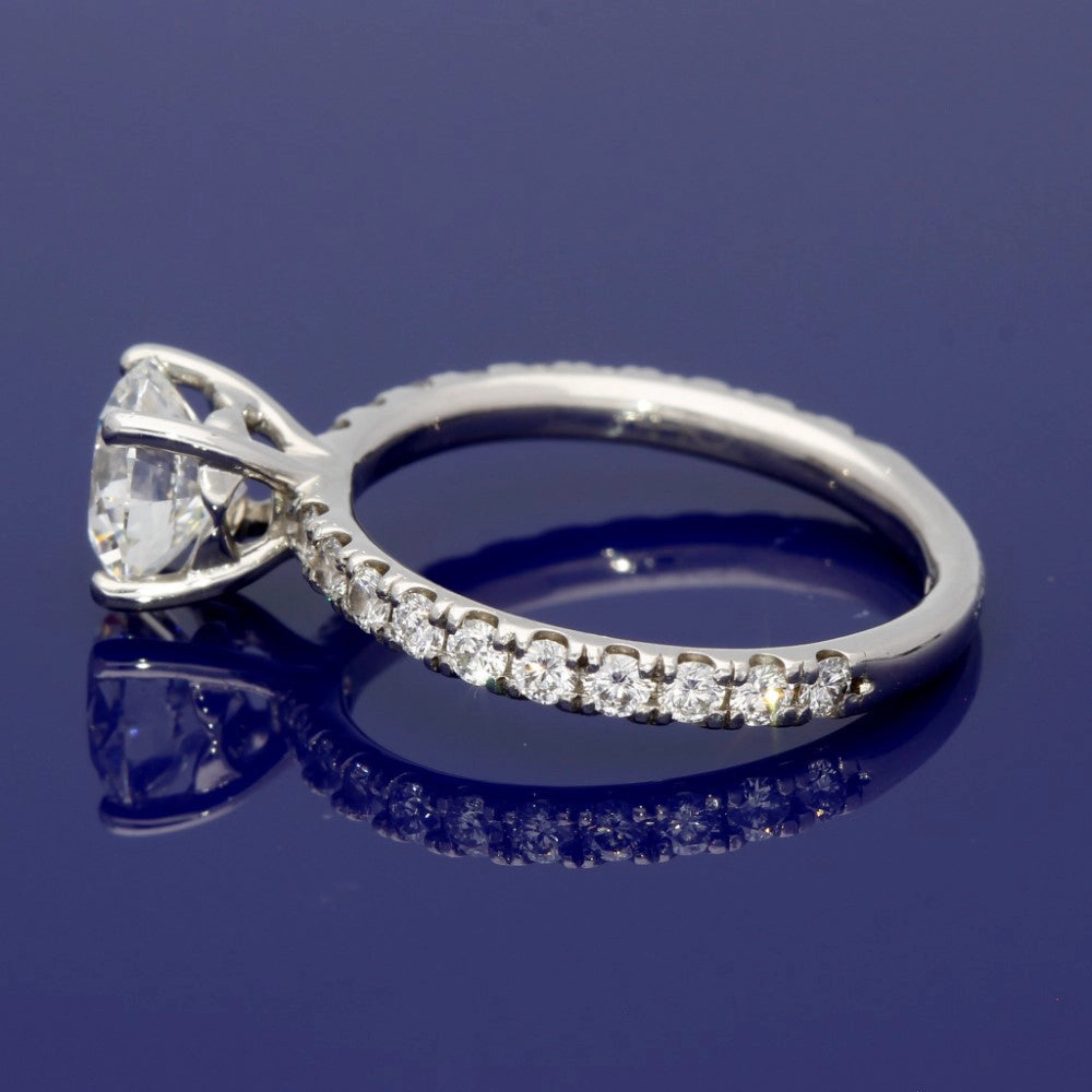 Platinum Certificated 1.26ct Diamond Solitaire Engagement Ring with Diamond Shoulders