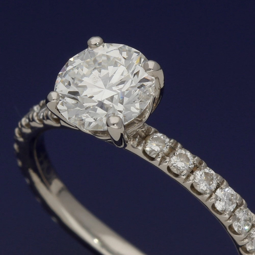 Platinum Certificated 1.26ct Diamond Solitaire Engagement Ring with Diamond Shoulders