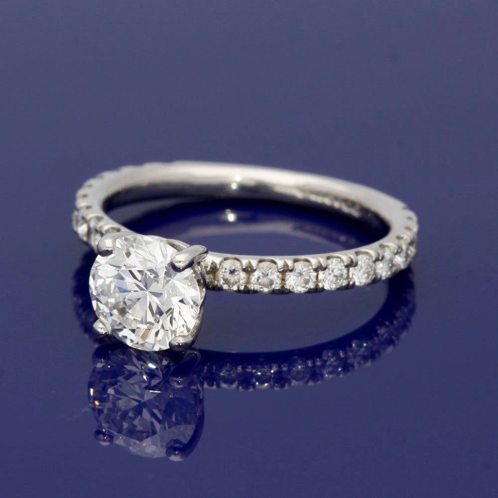 Platinum Certificated 1.26ct Diamond Solitaire Engagement Ring with Diamond Shoulders